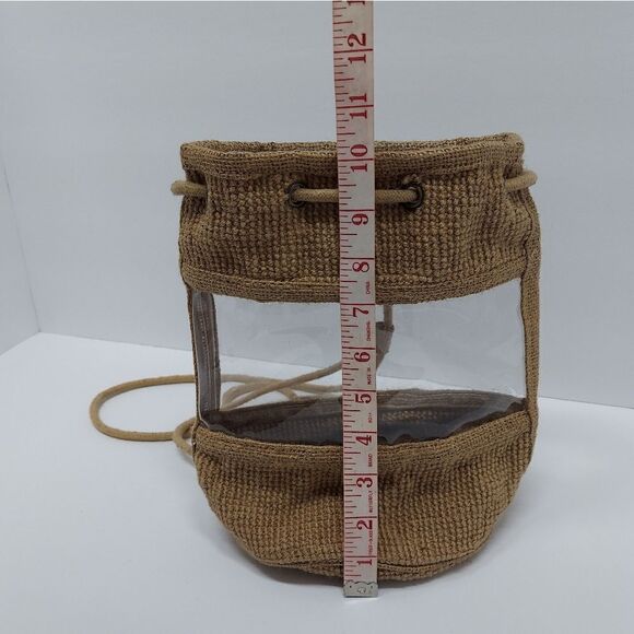Mary Kay Jute Vintage Backpack Barrel Bag Sac Clear Boho Bag Summer Concert Show - Picture 7 of 9